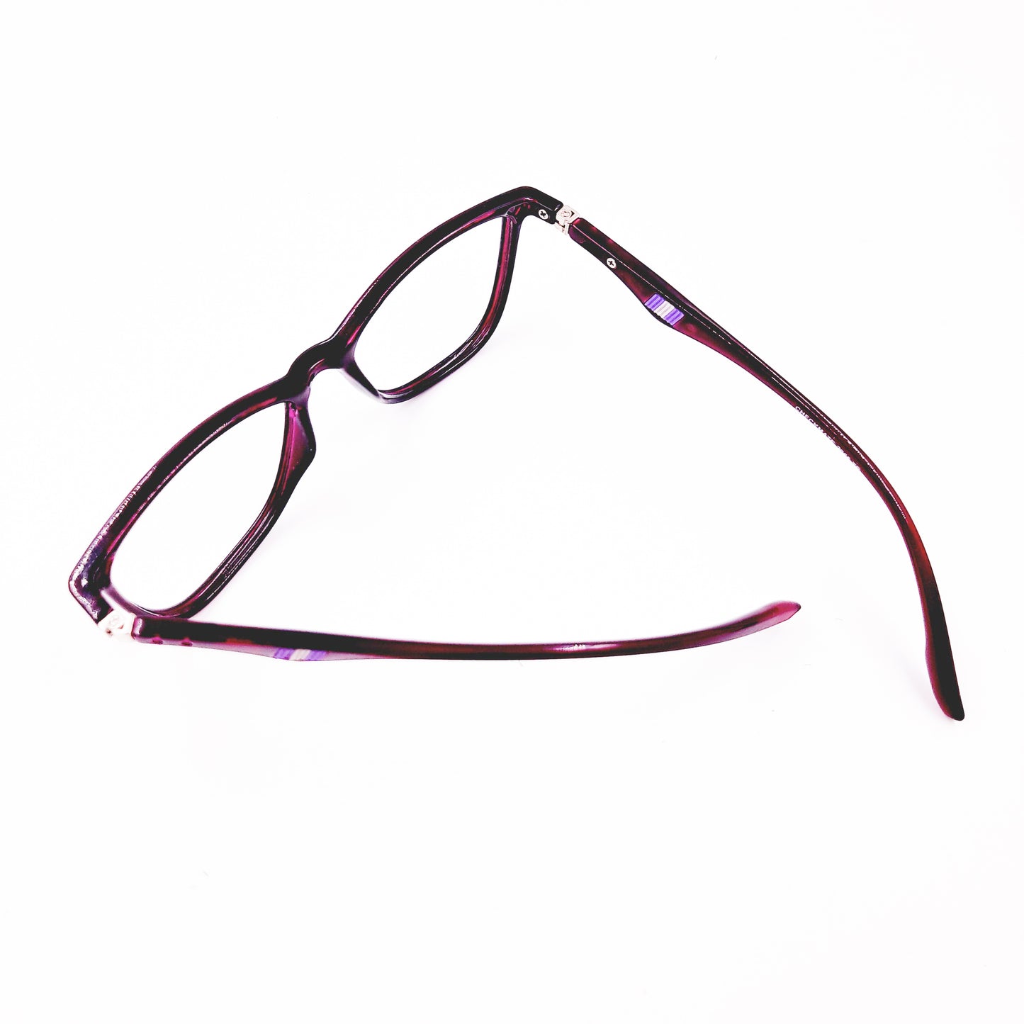Rectangular dark purple glasses
