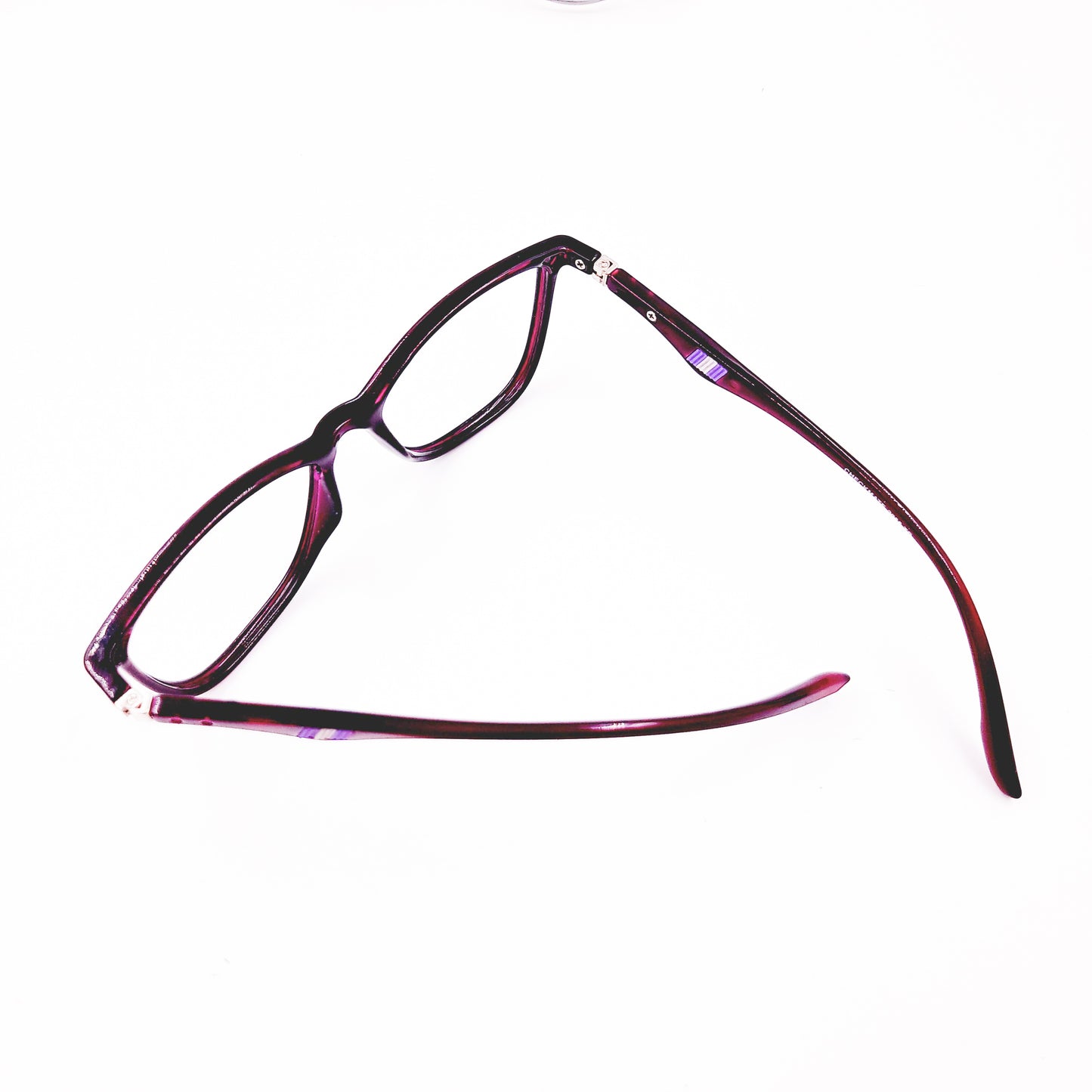 Rectangular dark purple glasses