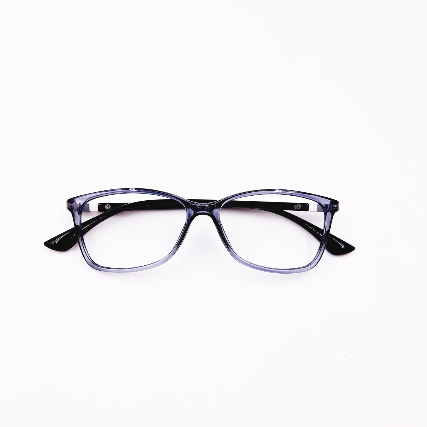 Rectangular transparent grey glasses
