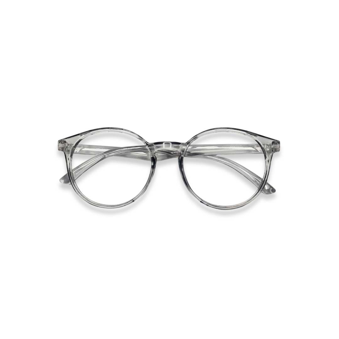 Grey round glasses