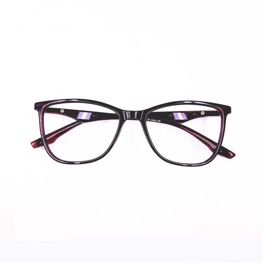 Rectangular dark purple glasses