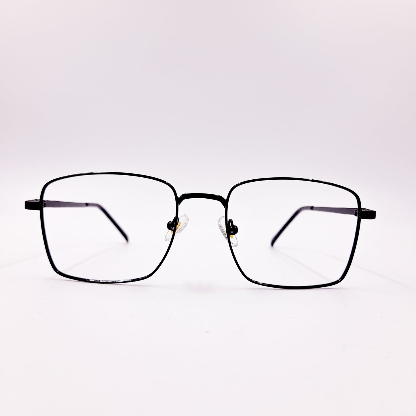 Rectangular black metal glasses