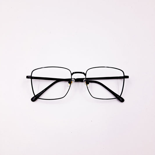 Rectangular black metal glasses