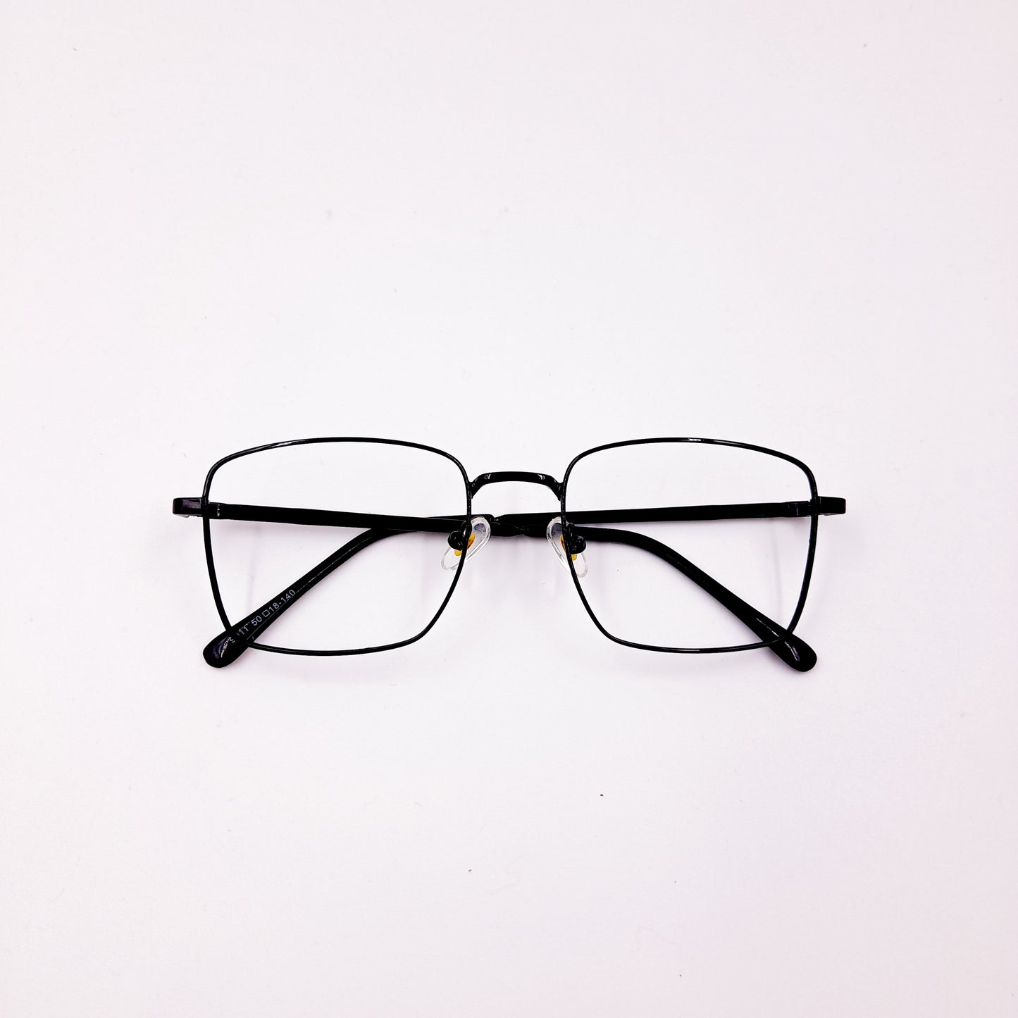 Rectangular black metal glasses