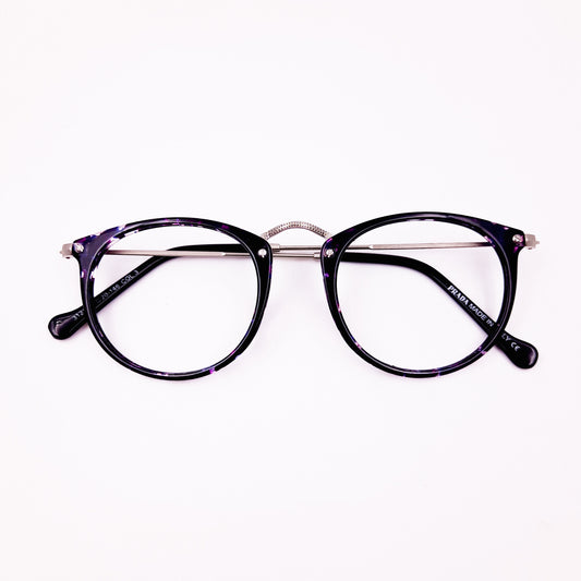 Round blue printed glasses