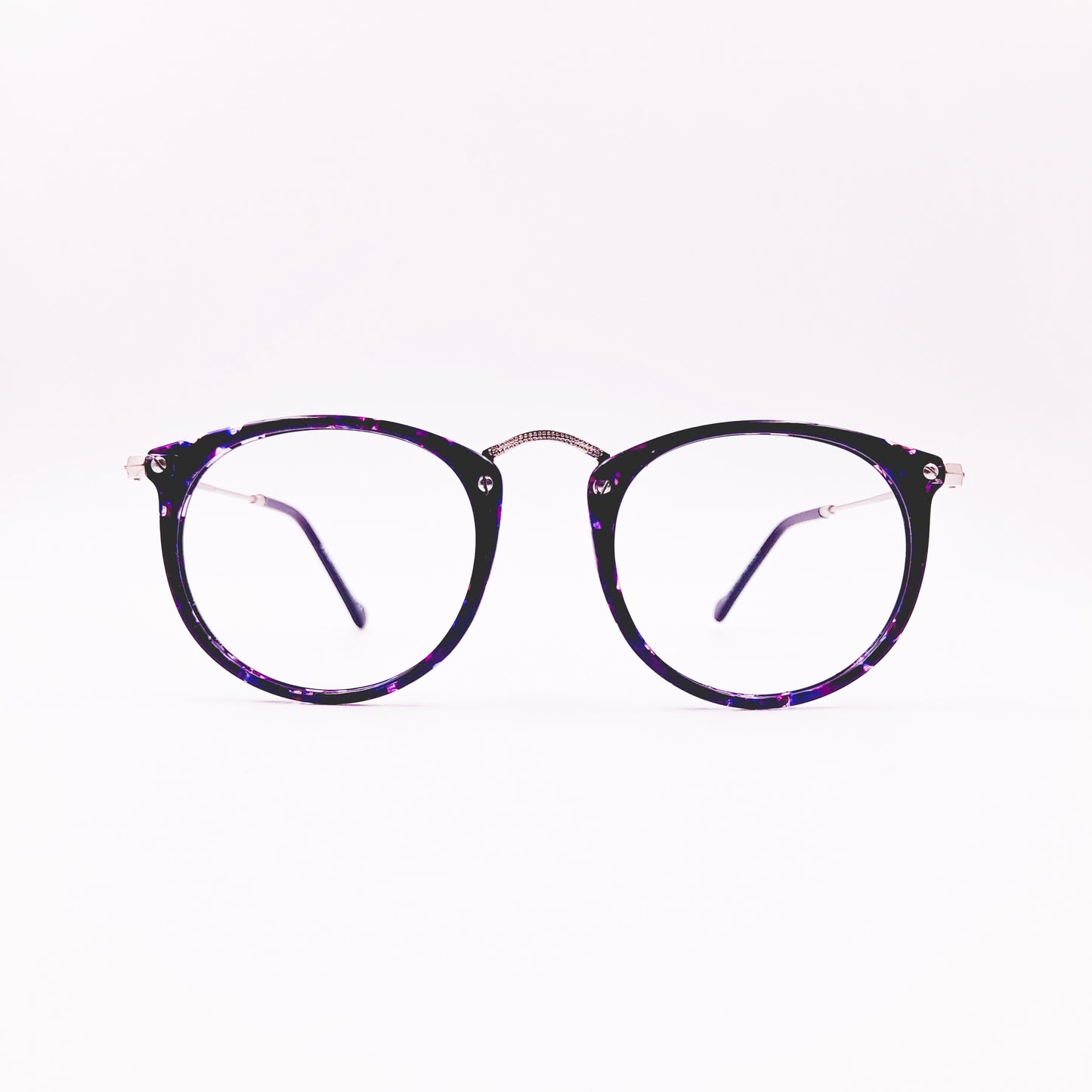 Round blue printed glasses