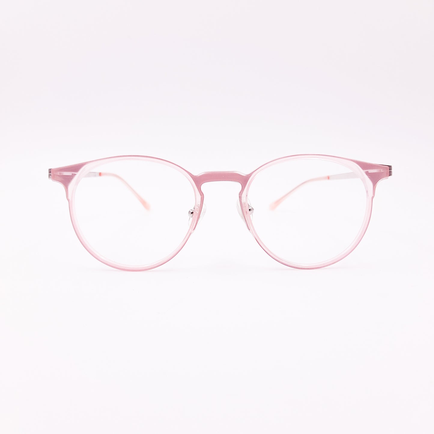 Pink round metal glasses