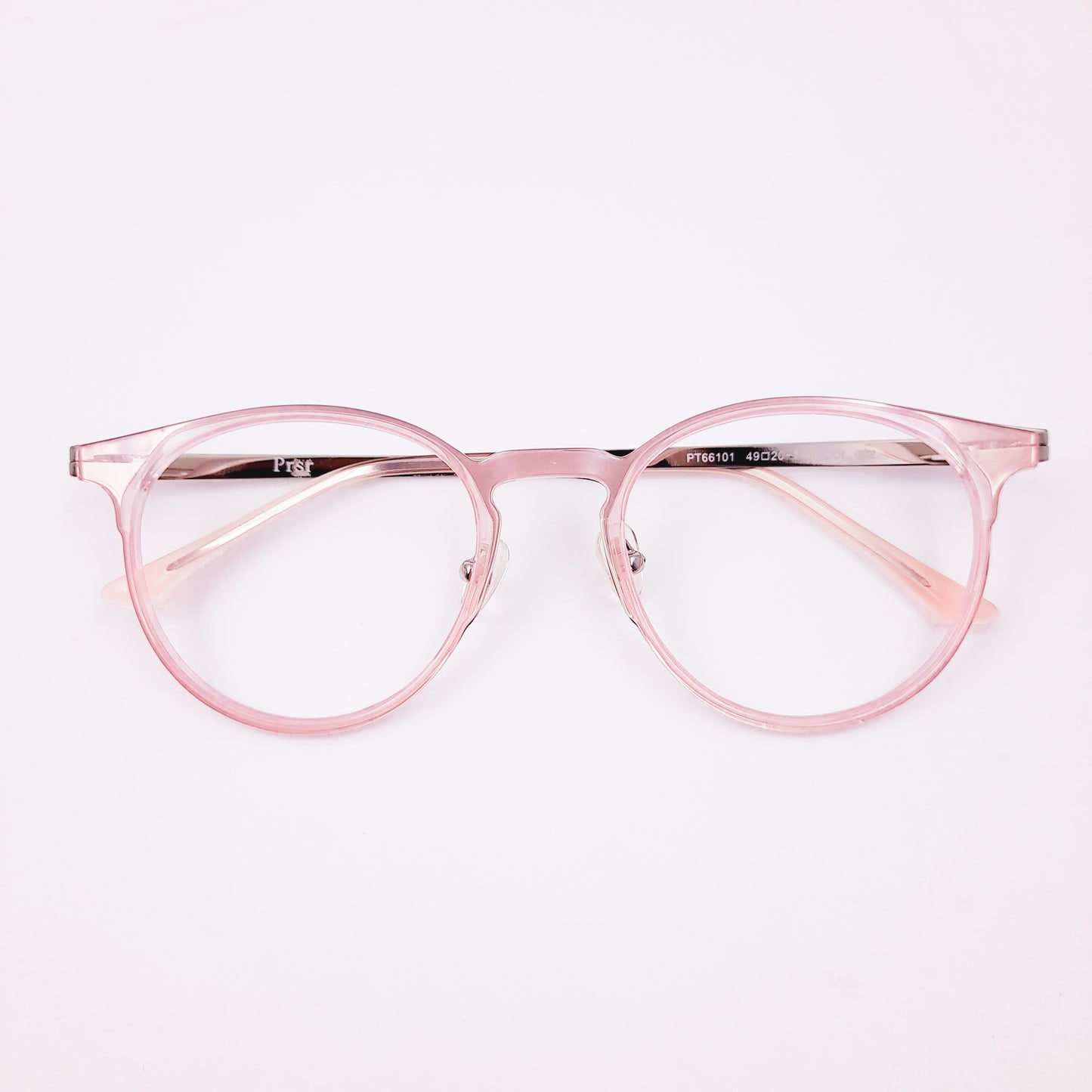 Pink round metal glasses