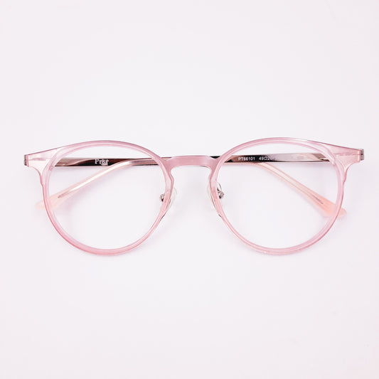 Pink round metal glasses