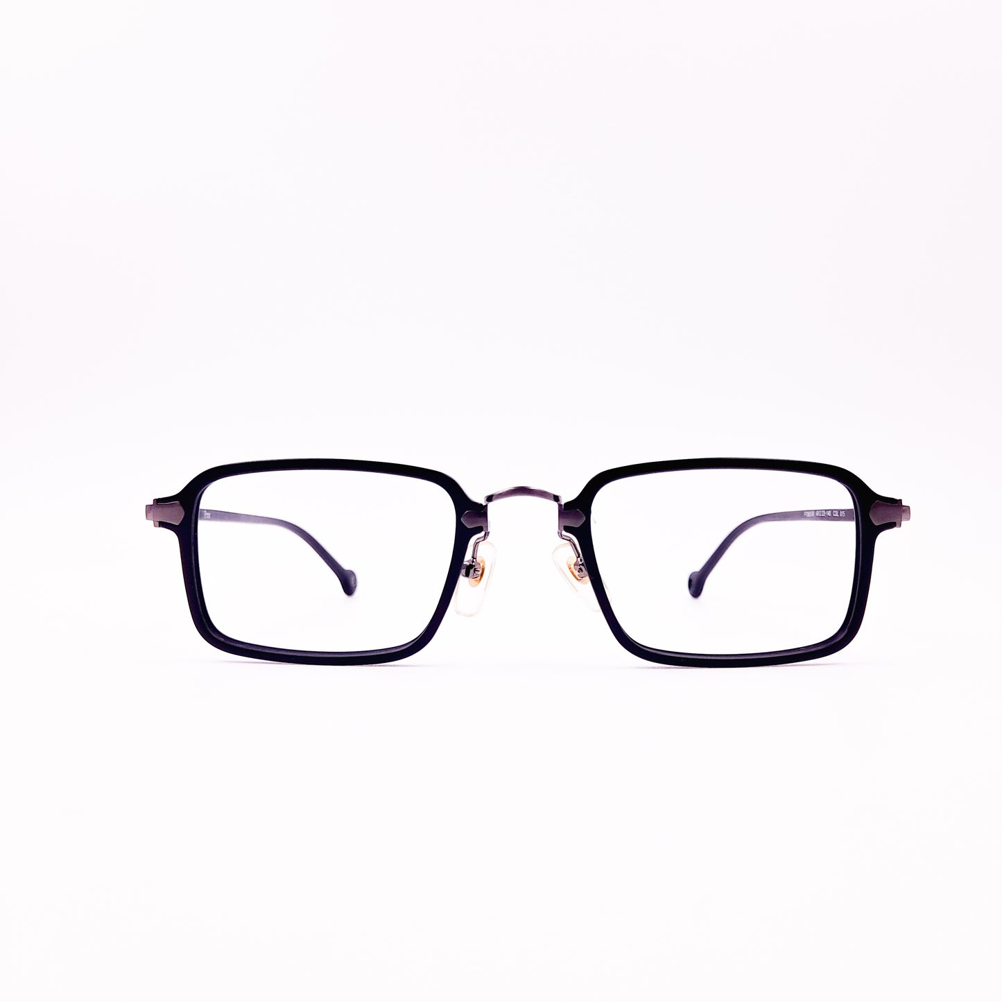 Rectangular black metal glasses
