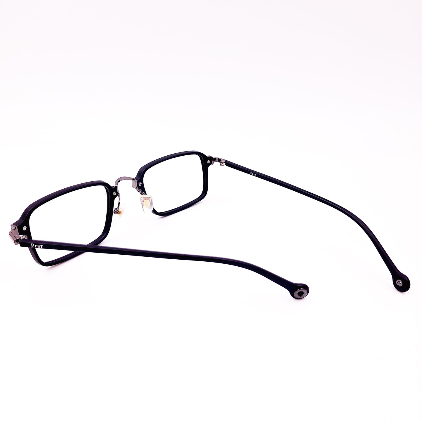 Rectangular black metal glasses
