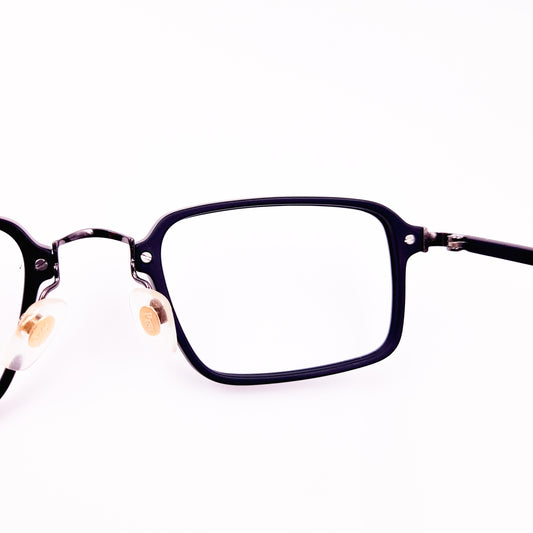 Rectangular black metal glasses