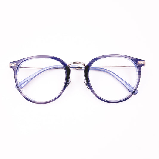 Round blue printed glasses