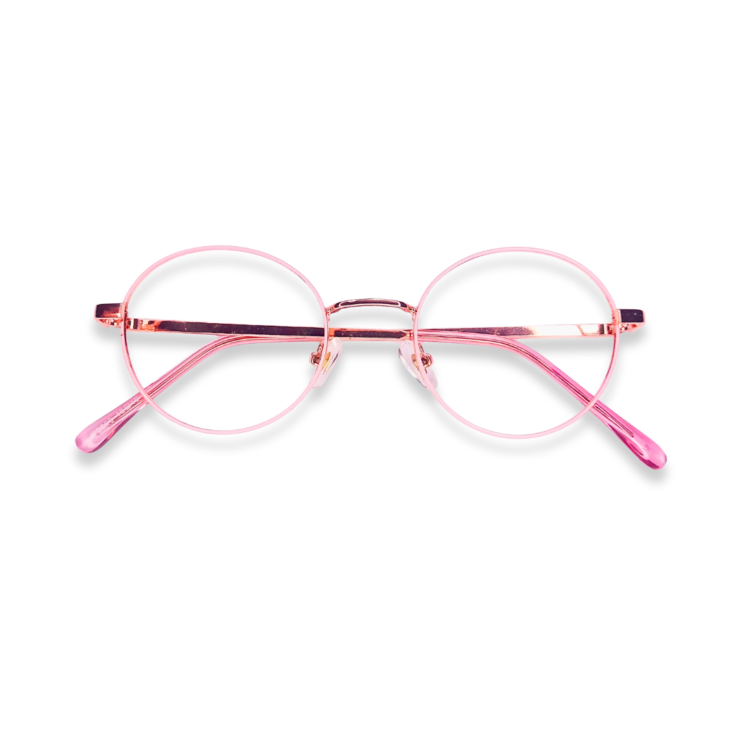Pink round metal glasses