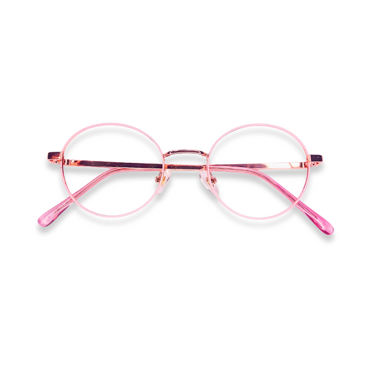 Pink round metal glasses