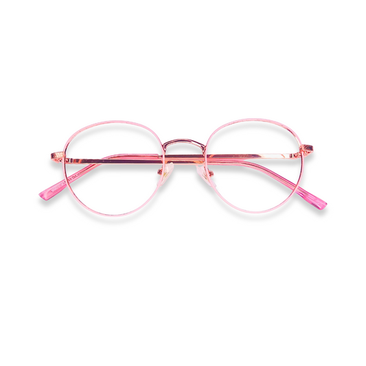 Pink round metal glasses