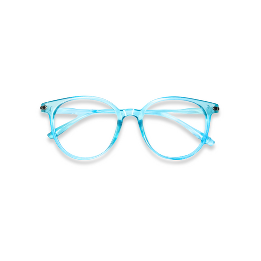 Sky blue round glasses