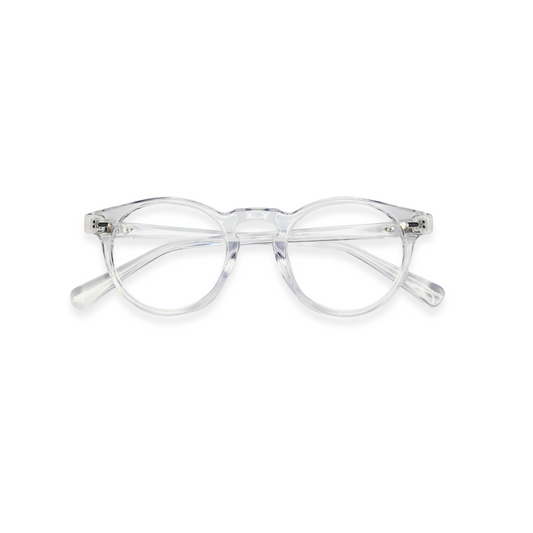 Transparent white round glasses